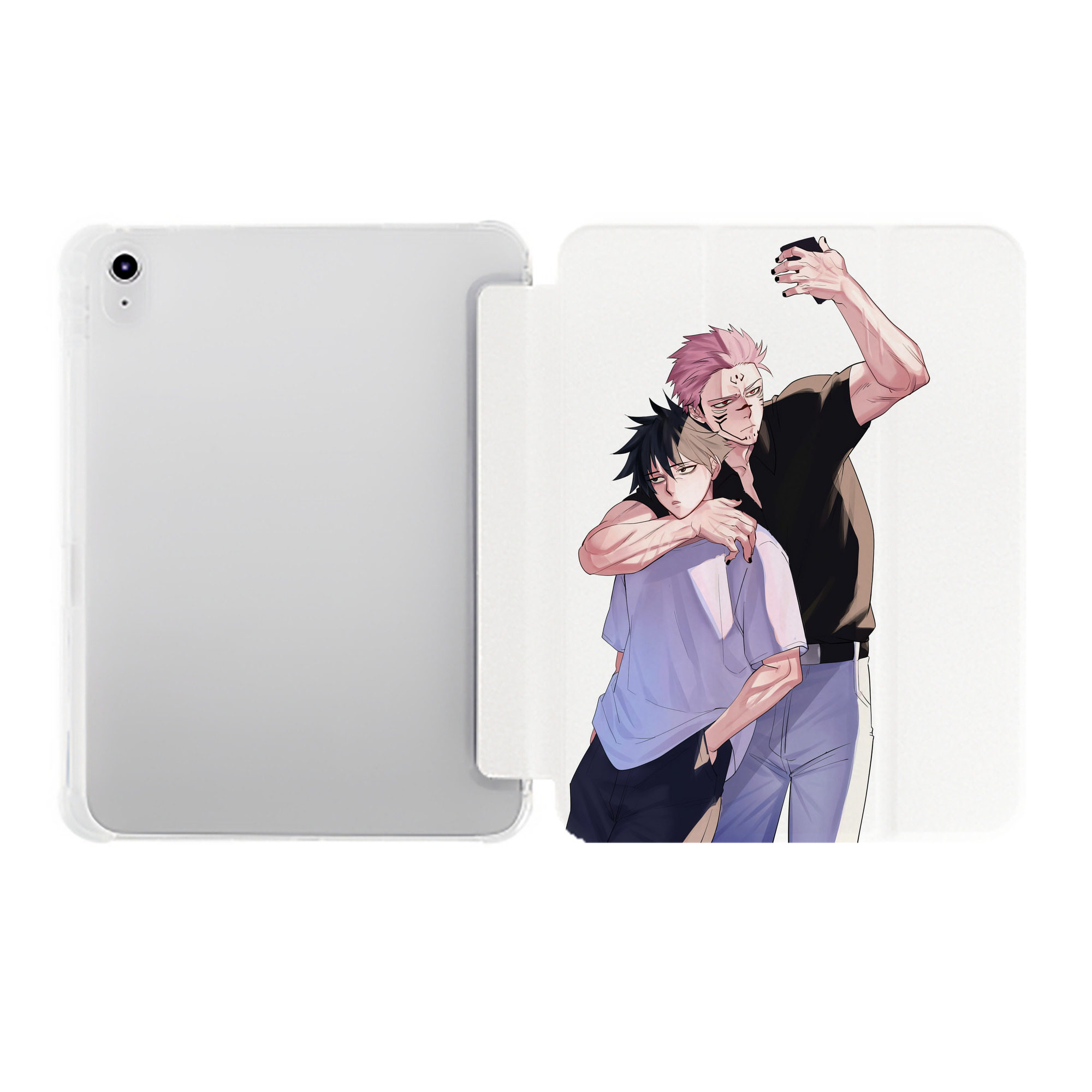 （画像用） 呪術廻戦 Jujutsu Kaisen IPad ケース ペン収納付き 三つ折りスタンド PUレザー×シリコン 対応機種9.5/10.5/10.9インチ